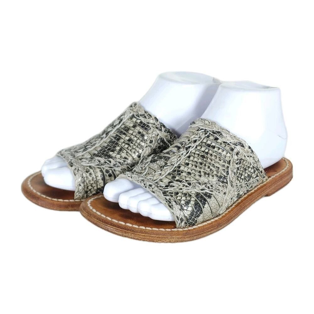 Freebird by Steven Women's Willow US7 Leather Snakeskin Flat Slide Sandals